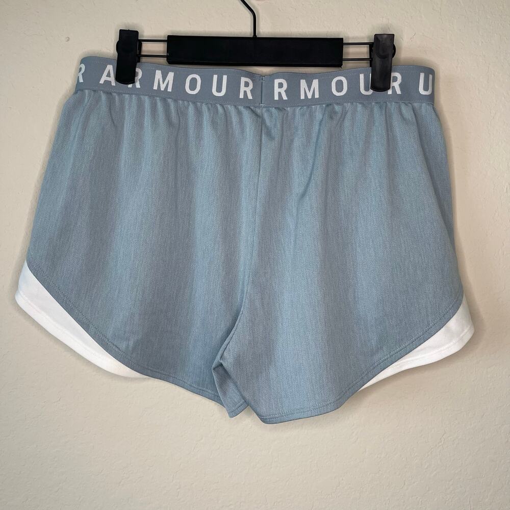 Under Armour Play Up Shorts Blue White Women’s - Size L - Picture 2 of 3